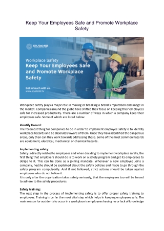 Keep Your Employees Safe and Promote Workplace Safety