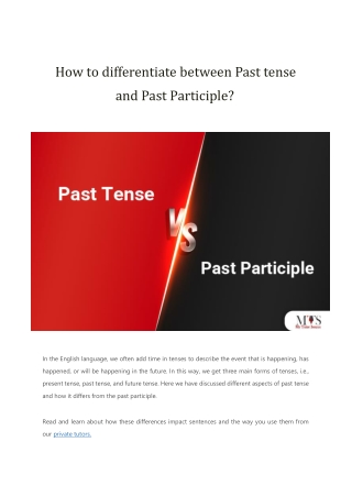 How to differentiate between Past tense and Past Participle