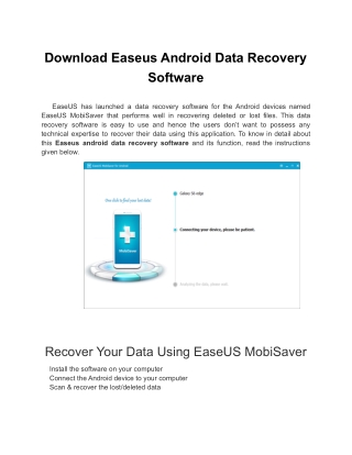 Uses And Function Of Easeus Android Data Recovery Software