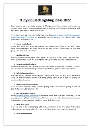 9 Stylish Deck Lighting Ideas 2022 | Illuminated Gardens