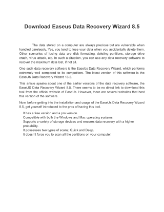 Easeus Data Recovery Wizard 8.5 | recovermydata.us