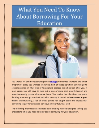 What You Need To Know About Borrowing For Your Education