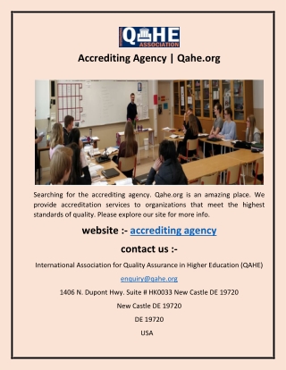 Accrediting Agency  Qahe.org