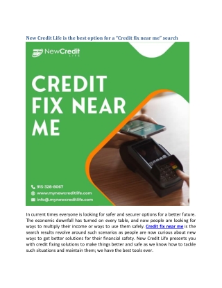 New Credit Life is the best option for a Credit Fix near me