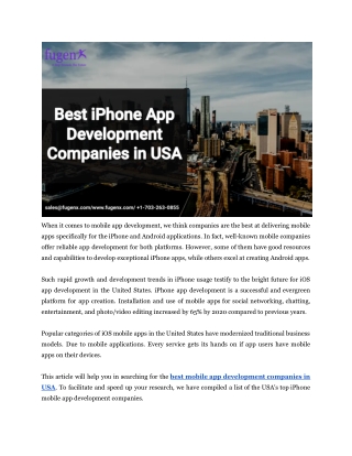 Best iPhone App Development Companies in USA