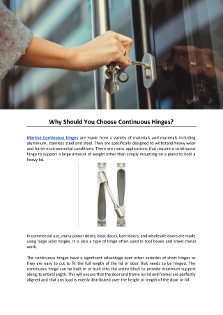 Why Should You Choose Continuous Hinges