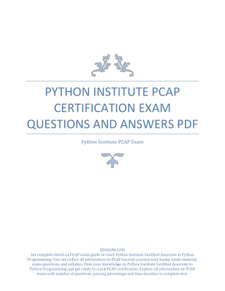 Python Institute PCAP Certification Exam Questions and Answers PDF