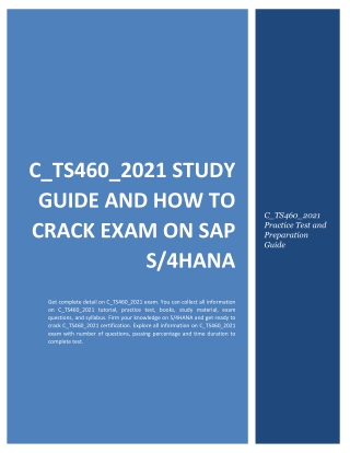 C_TS460_2021 Study Guide and How to Crack Exam on SAP S/4HANA