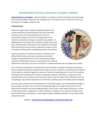 Spiritual Healer in San Jose, Sacramento, los Angeles, California