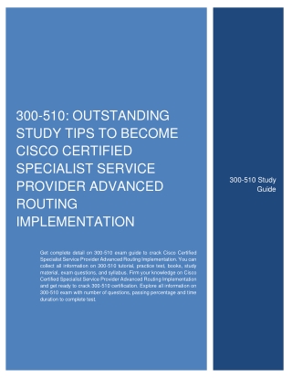 300-510: Outstanding Study Tips to Crack  Cisco CCNP Service Provider Exam