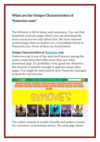 What are the Unique Characteristics of 9xmovies com
