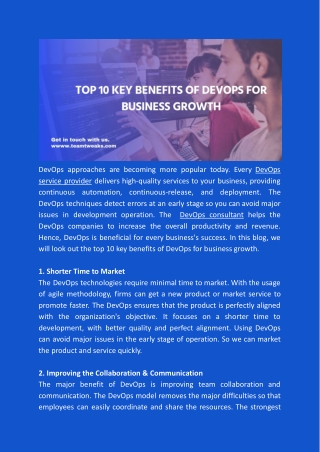 Top 10 Key Benefits Of DevOps for Business Growth
