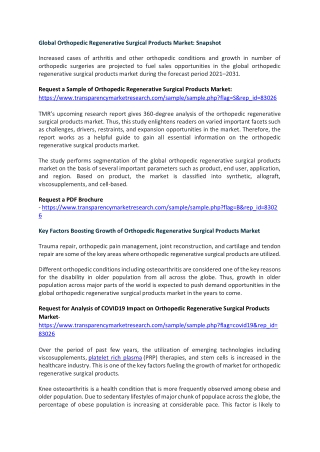 Orthopedic Regenerative Surgical Products Market Growth to be Stimulated