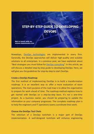Step-by-Step Guide to Developing devops