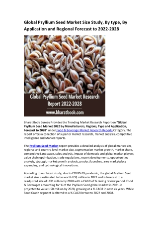 Global Psyllium Seed Market Research Report 2022-2028