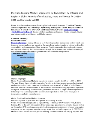 Precision Farming Market  Segmented By Technology By Offering and Region – Global Analysis of Market Size, Share and Tre