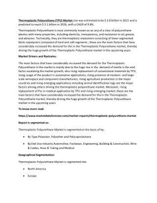 Thermoplastic Polyurethane market