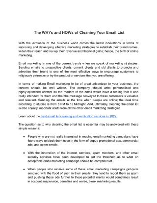 The WHYs and HOWs of Cleaning Your Email List