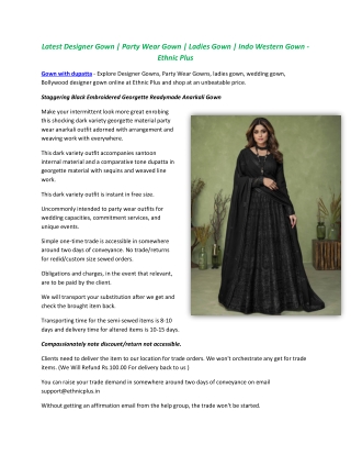 Latest Designer Gown | Party Wear Gown | Ladies Gown | Indo Western Gown - Ethni