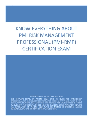Know Everything about PMI Risk Management Professional (PMI-RMP) Certification Exam