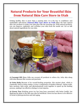 Natural Products for Your Beautiful Skin from Natural Skin Care Store in Utah