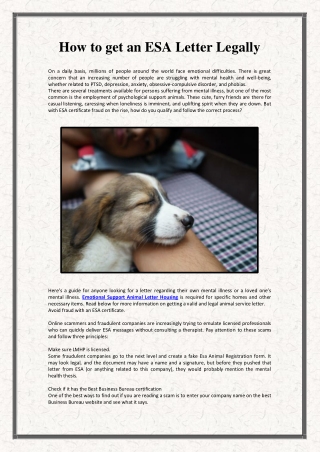 How to get an ESA Letter Legally