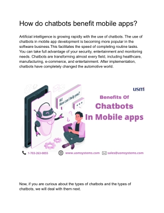 How do chatbots benefit mobile apps?