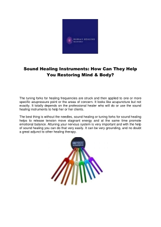 Sound healing training instruments - How Can They Help You Restoring Mind & Body