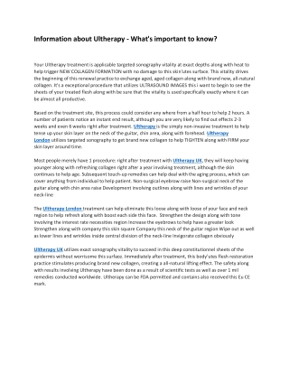 Information about Ultherapy - What's important to know