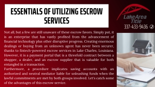Essentials Of Utilizing Escrow Services