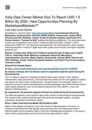 India Data Center Market To Achieve A High CAGR Of 11.4% During Forecast Period