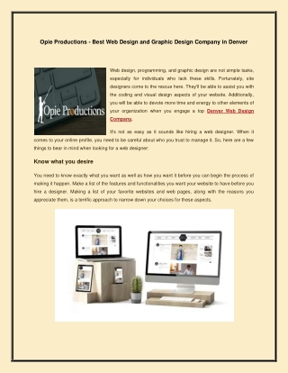 Opie Productions - Best Web Design and Graphic Design Company in Denver