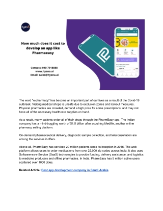 How much does it cost to develop an app like Pharmaeasy