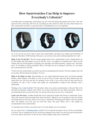 How Smartwatches Can Help to Improve Everybody’s Lifestyle