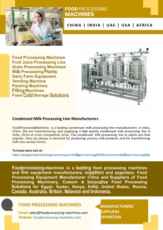 Condensed Milk Processing Line Manufacturers
