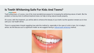 Is Teeth Whitening Safe For Kids And Teens