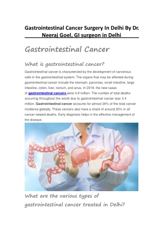 Gastrointestinal Cancer Surgery In Delhi By Dr. Neeraj Goel, GI surgeon in Delhi