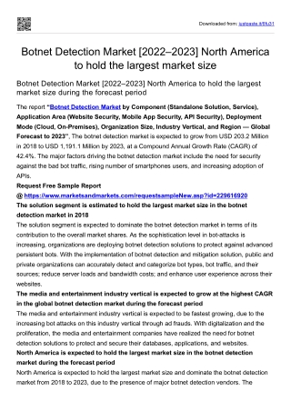Botnet Detection Market [2022–2023] North America to hold the largest market