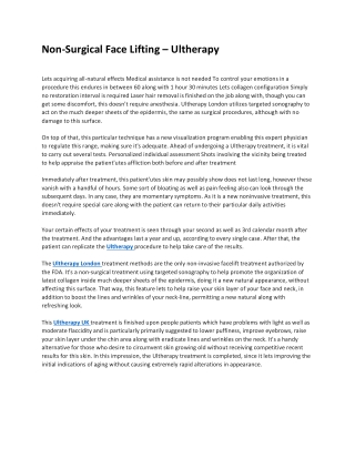 Non-Surgical Face Lifting – Ultherapy