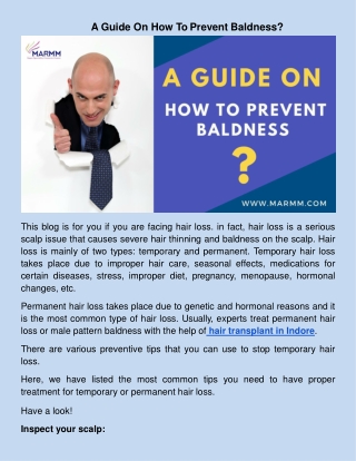 A Guide On How To Prevent Baldness?