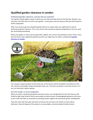 Qualified garden clearance in London