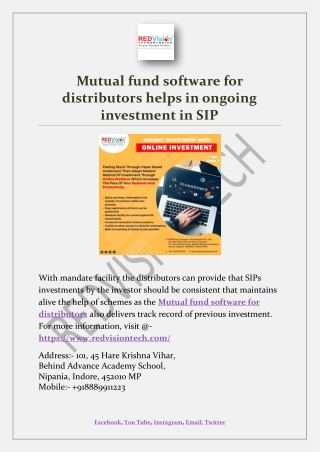 Mutual fund software for distributors helps in ongoing investment in SIP