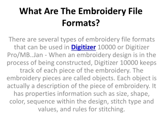 What Are The Embroidery File Formats?