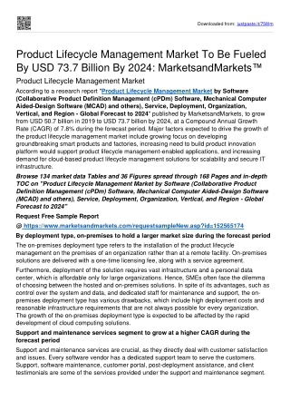 Product Lifecycle Management Market Set to Witness an Uptick Size USD 73.7 bn