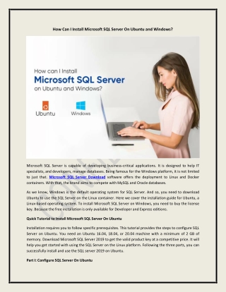 How Can I Install Microsoft SQL Server On Ubuntu and Windows?