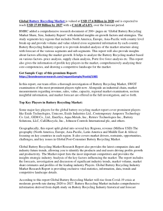 Battery Recycling Market