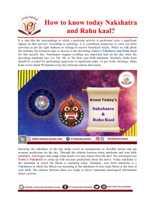 How to know today Nakshatra and Rahu kaal
