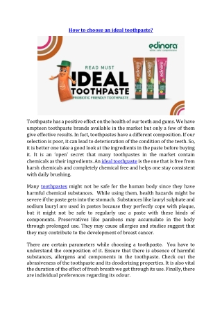 How to choose an ideal toothpaste?