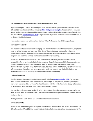 Get A Head Start On Your Work With Office Professional Plus 2016