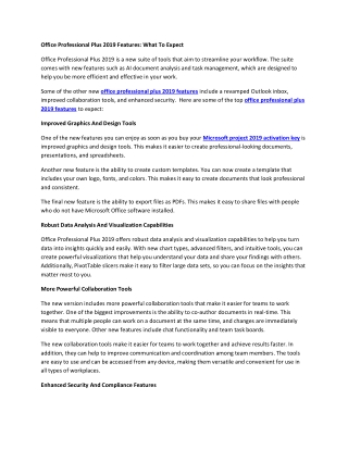 Office Professional Plus 2019 Features: What To Expect